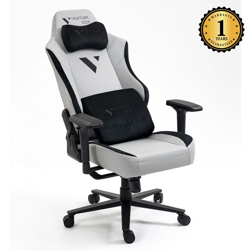 Silla-Gamer-Venture-Side-Prime-Ash-Gris-Cuero-Almohadilla-Inteligente-Magnetica-Reclinable