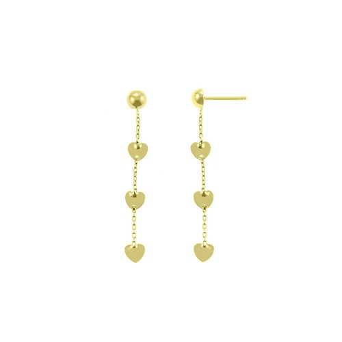 Aretes Corazones en Oro 18K