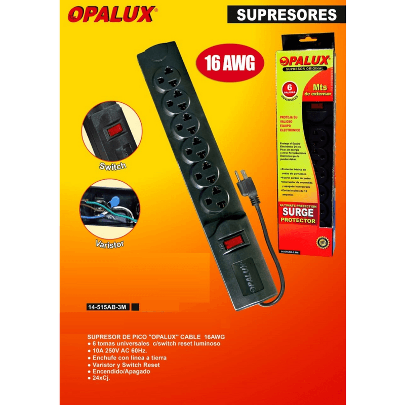 SUPRESOR-DE-PICOS-6-TOMAS-OPALUX-3-MTS-16AWG--
