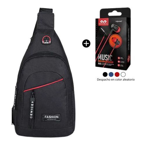 Morral multifuncional cruzado + Audifonos alambricos Miccell