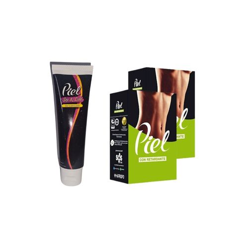 Pack x2 Piel Condon con retardante DS 8x3 + GEL LUBRICANTE SEX&LUB 120 ML