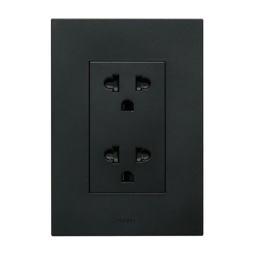 Placa Armada Orange: Tomacorriente Doble Universal Matte LT Negro