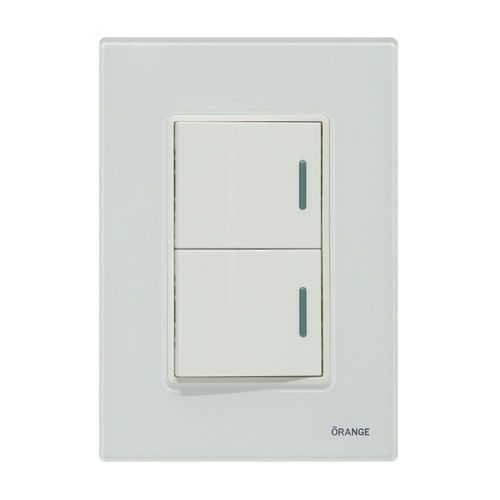 Placa Armada Orange: Interruptor Doble Vitro Blanco