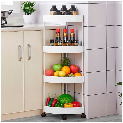 Carrito Organizador Estante Esquinero con Ruedas para Cocina YG5 Blanco