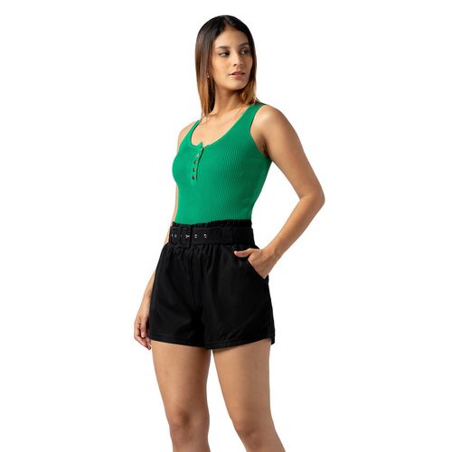 Polo de Hilo Sin Mangas Mujer Color Verde