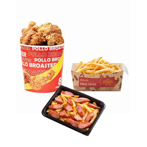 Pack Pollo Broaster 8 Piezas + Papas Fritas 400g + Salchipapa x un