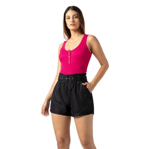 Polo de Hilo Sin Mangas Mujer Color Fucsia