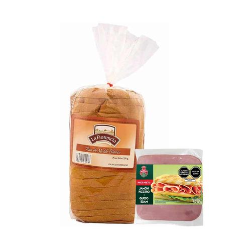 Pack Pan de Molde LA FLORENCIA Bolsa 350g + Pack Jamón Pizza BRAEDT Queso Edam Paquete 370g