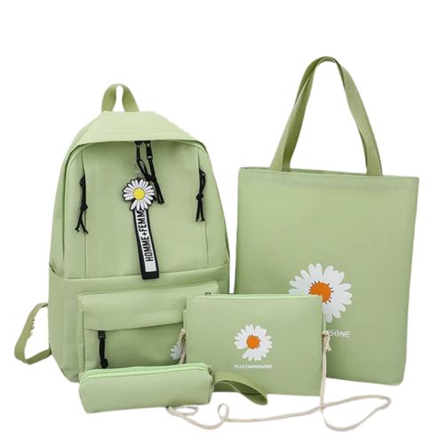 Pack 4 en 1 mochila estampada floral - Verde