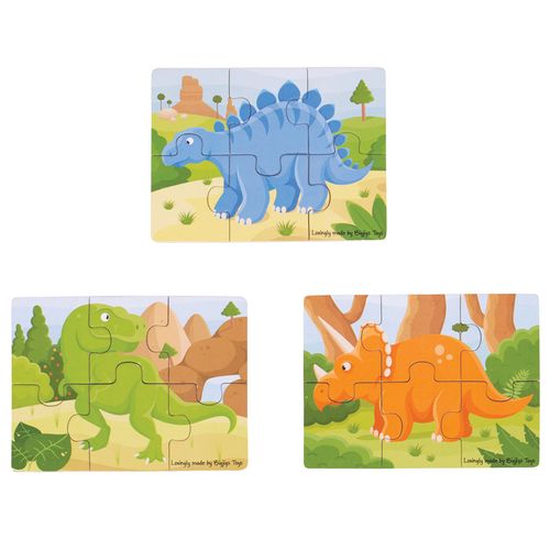 Pack de 3 Rompecabezas Bigjigs Dinosaurios x 6 piezas c/u