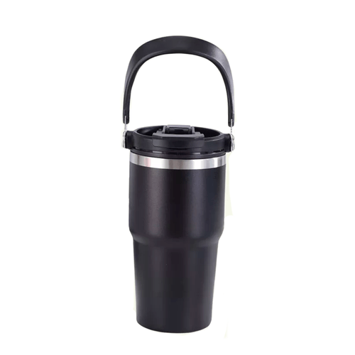 Termo de Acero Inoxidable con Asa Portátil 600 ml Negro