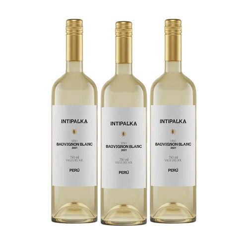 Pack Vino Blanco INTIPALKA Sauvignon Blanc Botella 750ml x 3un