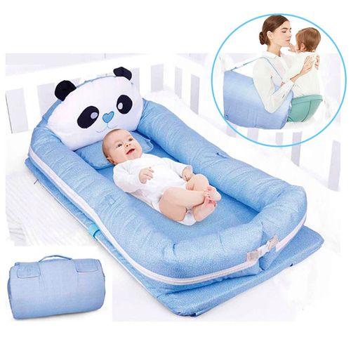 Cama Cuna Portátil Multifunción Panda Azul