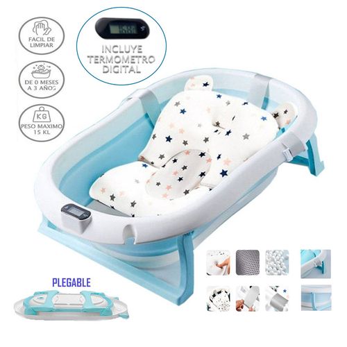 Bañera Tina de Baño Doux con Termómetro Digital Azul