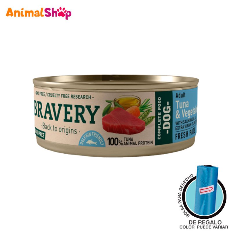 Comida-De-Perro-Adulto-Bravery-Atun-Y-Verduras-80-Gr