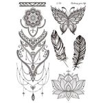 Tatuaje-temporal-falso-mariposa-plumas-flor-de-loto-mandalas-21-x-15cm