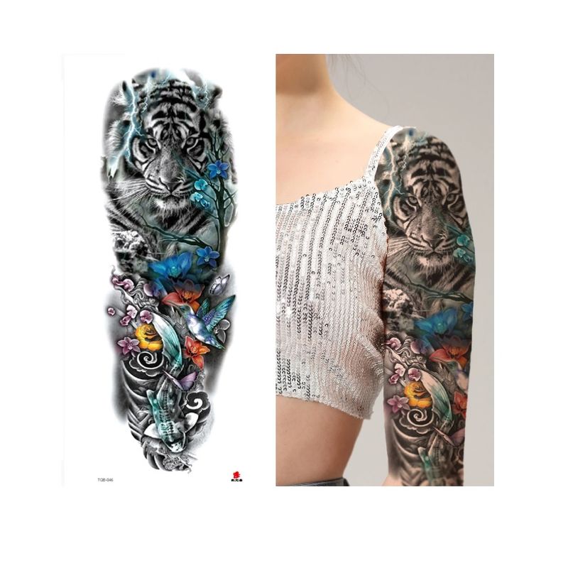 Tatuaje-manga-temporal-falso-para-brazo-o-pierna-tigre-colores-48x17cm