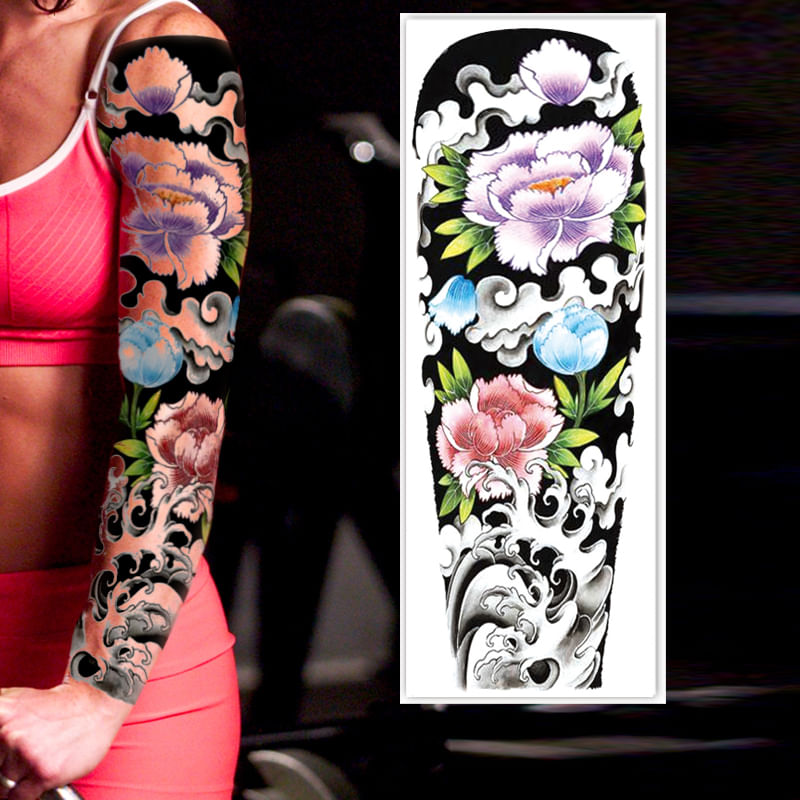 Tatuaje-manga-temporal-falso-flores-de-colores-para-brazo-o-pierna-48-x-17cm-