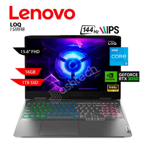 Laptop Lenovo LOG 15IRH8 INTEL CORE I5 12450H-16GB-1TB-RTX3050 6GB-15.6 FHD WIN 11