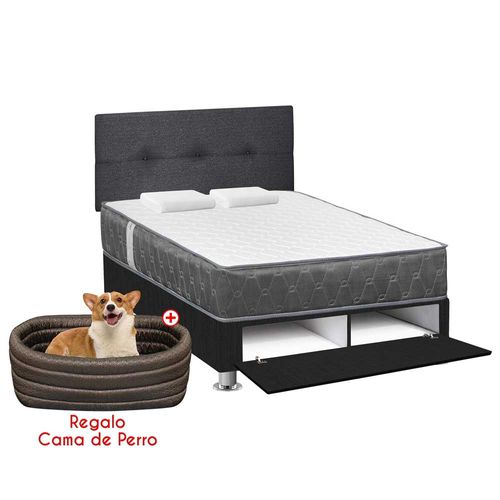 Dormitorio Sabanera FORLI Acqua 2 Plazas Blanco + 2 almohadas +  Cama mascota