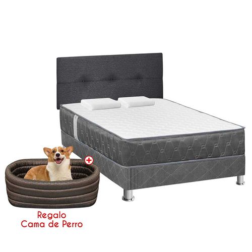 Dormitorio FORLI Acqua 2 Plazas Blanco + 2 almohadas +  Cama mascota