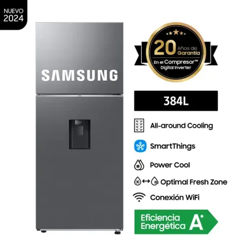 Samsung Refrigeradora 384LT Top Mount Freezer con dispensador Silver