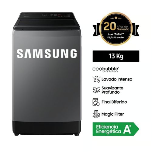 Lavadora Samsung WA13CG5441BDPE 13kg Ecobubble Color Gris 2024 (casa smart)