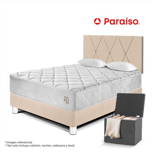 Dormitorio Pocket Max 2 Plazas Champagne + Baul Chico