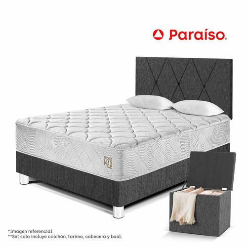 Dormitorio Pocket Max 2 Plazas Charcoal + Baul Chico