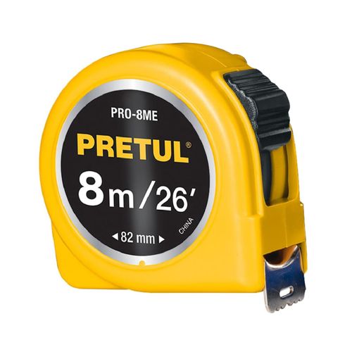 Wincha cinta métrica flexómetro amarillo 8 m cinta 25 mm, Pretul