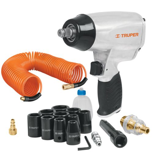 Kit Llave De Impacto 3 Velocidades Manguera De Aire 10 Dados