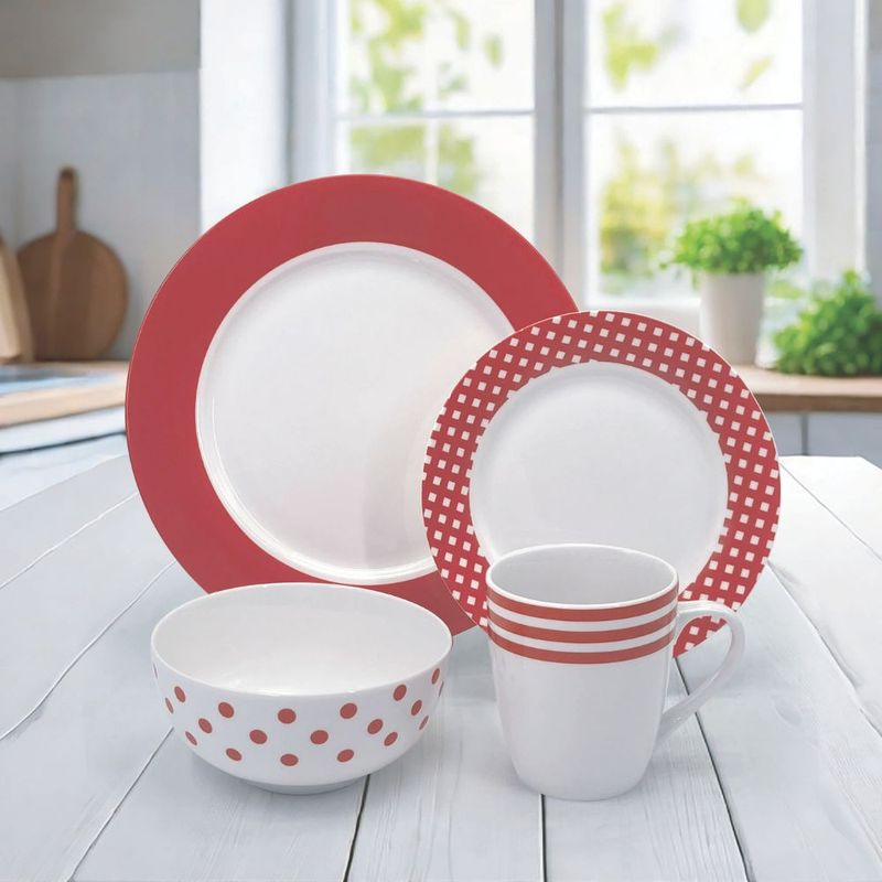 Set de vajilla Rojo y Blanco x 16 piezas Orange Shopstar