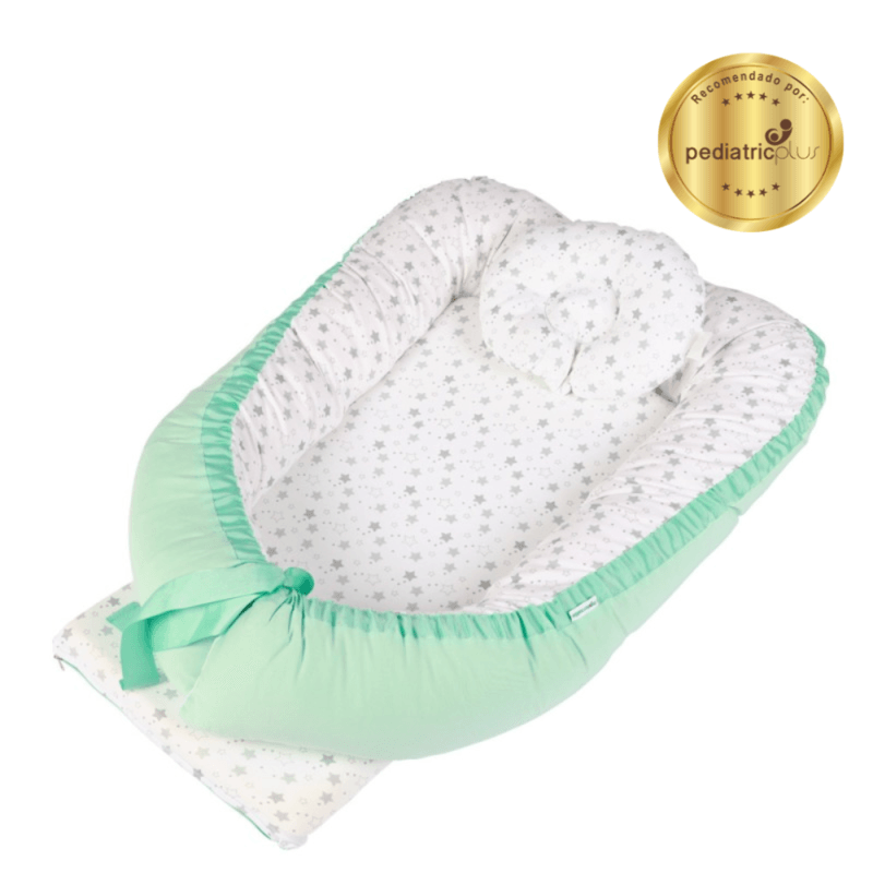 Cuna-Colecho-Grande-Verde-Estrellas-Plomas-Maternelle