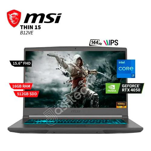 LAPTOP MSI THIN 15 B12VE-I7 12650H, 16GB, 512GB, RTX 4050 6GB, 15.6" FHD IPS, W11