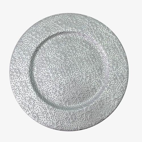 Plato De Sitio Snowflake Plateado 33 Cm Kaz Home