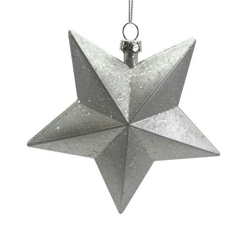 Adorno De Navidad Blanca Estrella Glitter 12Cm