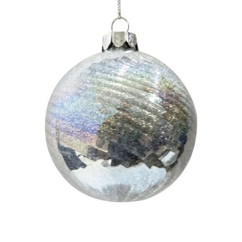 Adorno De Navidad Blanca Bola Tornasol Azul 8Cm