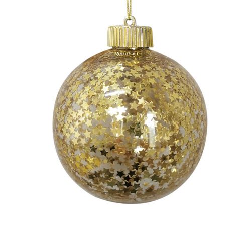 Adorno De Navidad Gold Bola Estrellas 10Cm