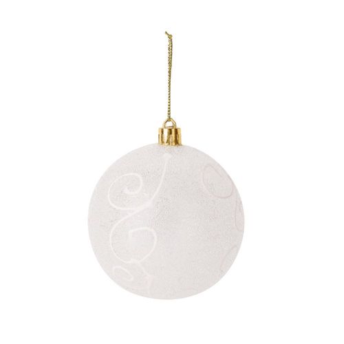 Blanca Bola De Navidad Relieve Transparente 8 Cm Kaz Home