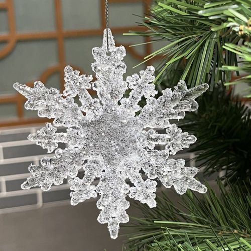 Adorno De Navidad Blanca Snowflake Transparente 9Cm