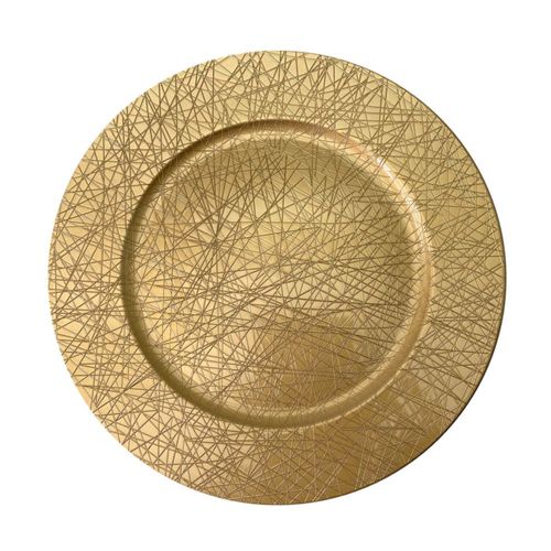 Plato De Sitio Rayado Dorado 33 Cm Kaz Home