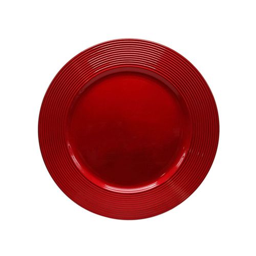 Plato De Sitio Borde Lineas Rojo 33 Cm Kaz Home