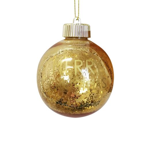 Adorno De Navidad Gold Bola Merry Christmas 8Cm