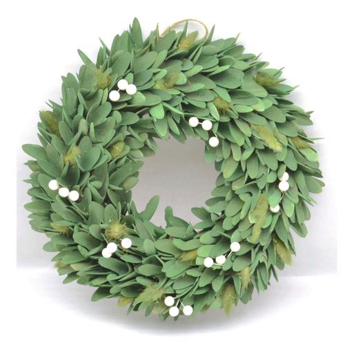 Adorno De Navidad Corona Hojas Verde 38 Cm Kaz Home