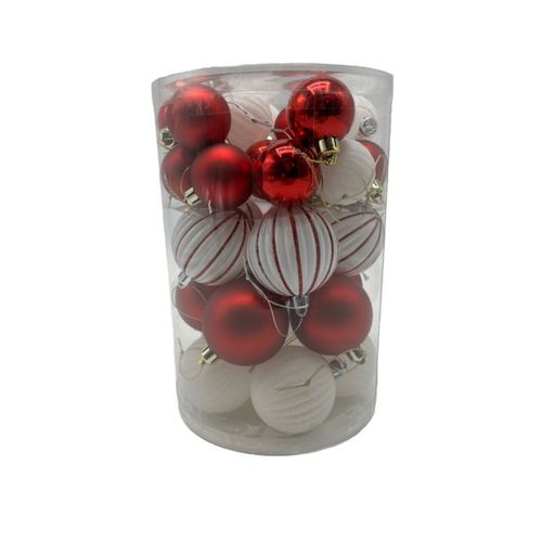 Set X36 Adorno De Navidad Bolas Rojo Blanco 4 Cm/6 Cm Kaz Home