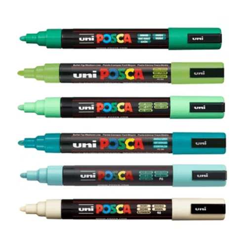 Set Marcadores Posca Punta 5M X 6 Shade of Green