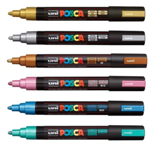 Set Marcadores Posca Punta 5M X 6 Metálicos