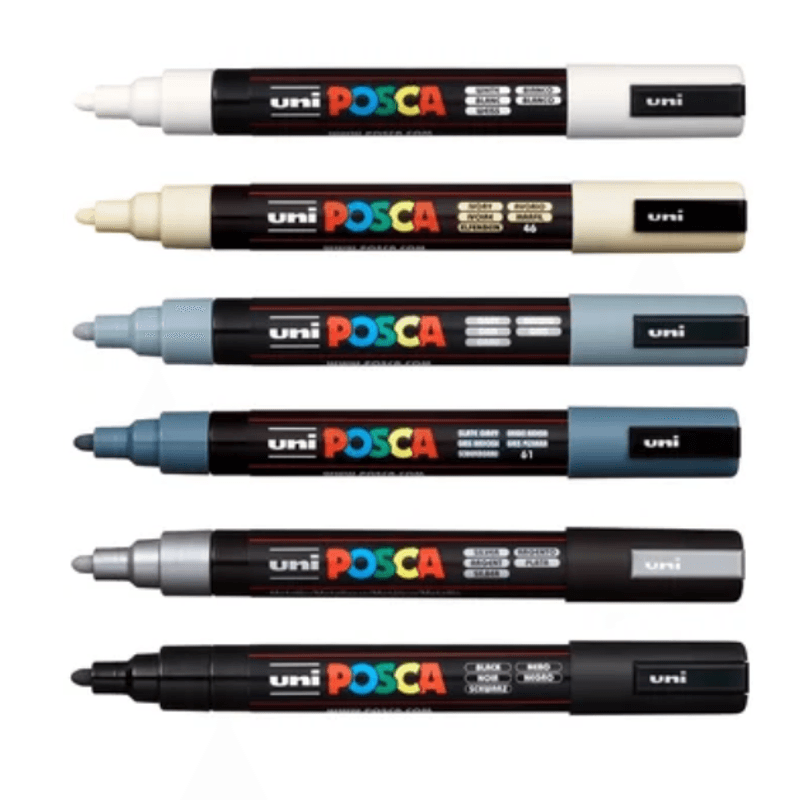 Set-Marcadores-Posca-Punta-5M-X-6-Shade-Of-Gray