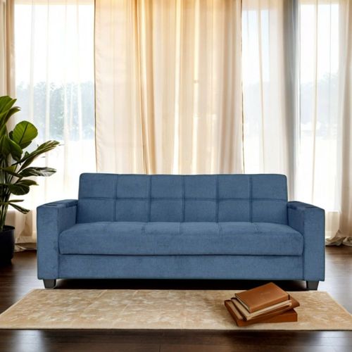 Futon Rox Con Almacenamiento Y Posavasos Azul