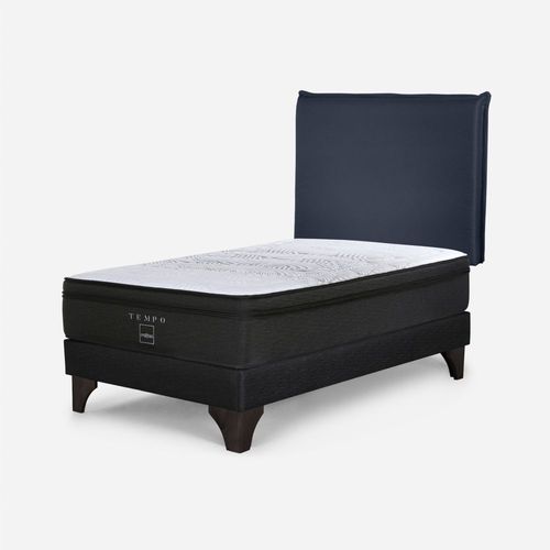 Cama Europea Tempo 1.5 Plz + Respaldo Maurice Azul